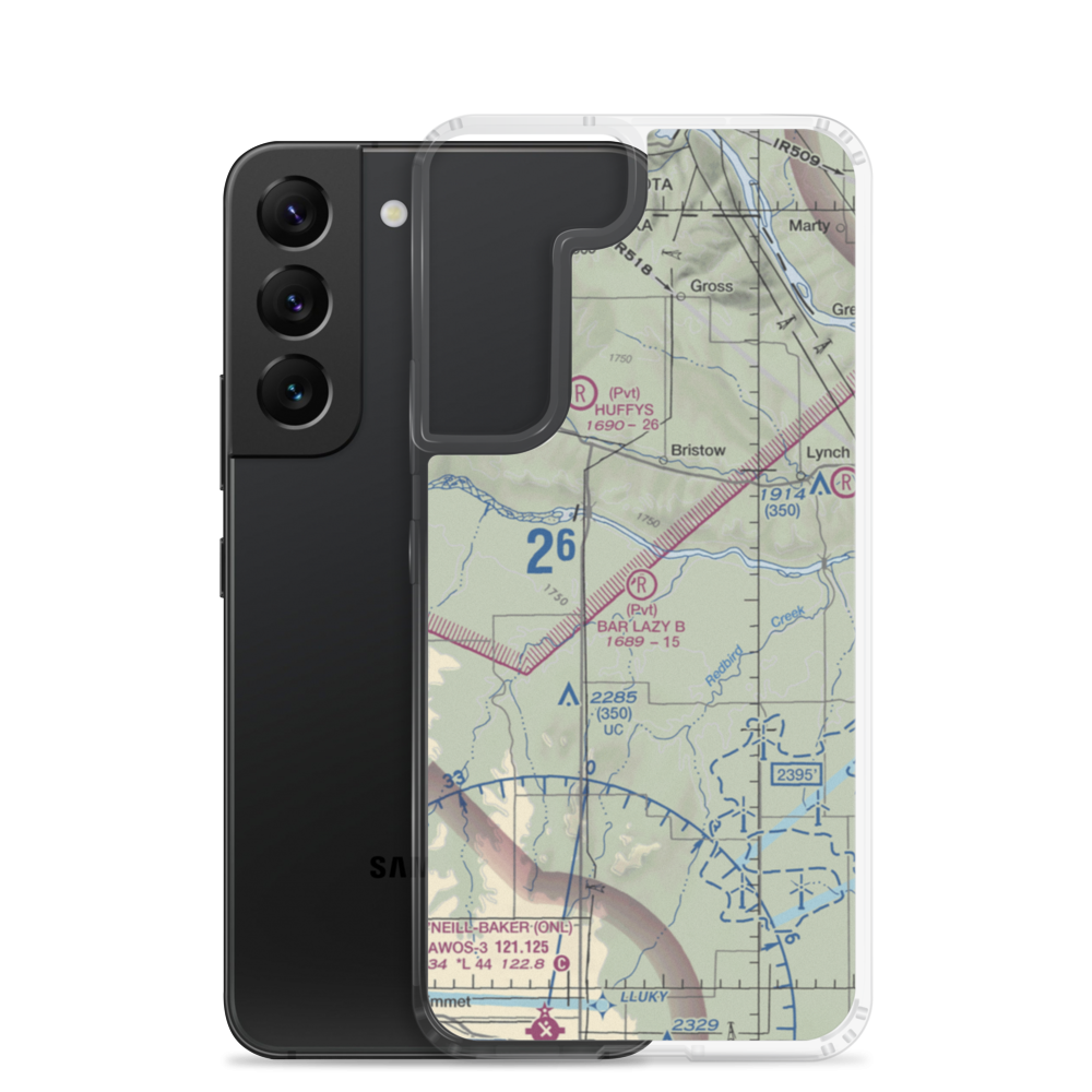 Bar Lazy B Airport (NE89) VFR Sectional Samsung Case Samsung Galaxy S22 model shown