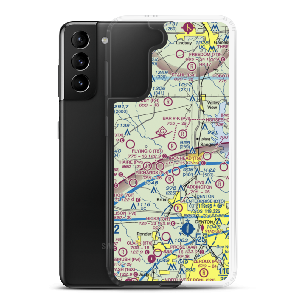 Bar V K Airport (TX32) VFR Sectional Samsung Case Samsung Galaxy S21 Plus model shown