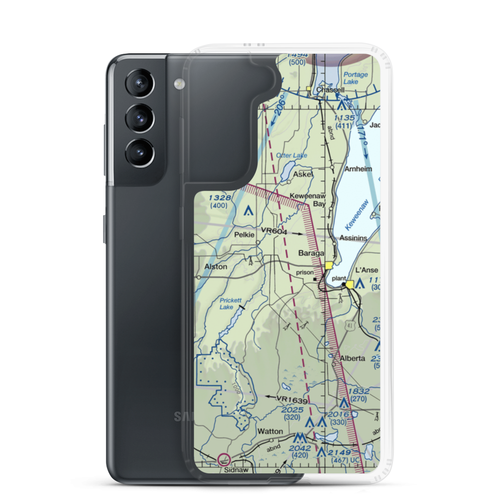 Baraga Airport (2P4) VFR Sectional Samsung Case Samsung Galaxy S21 model shown
