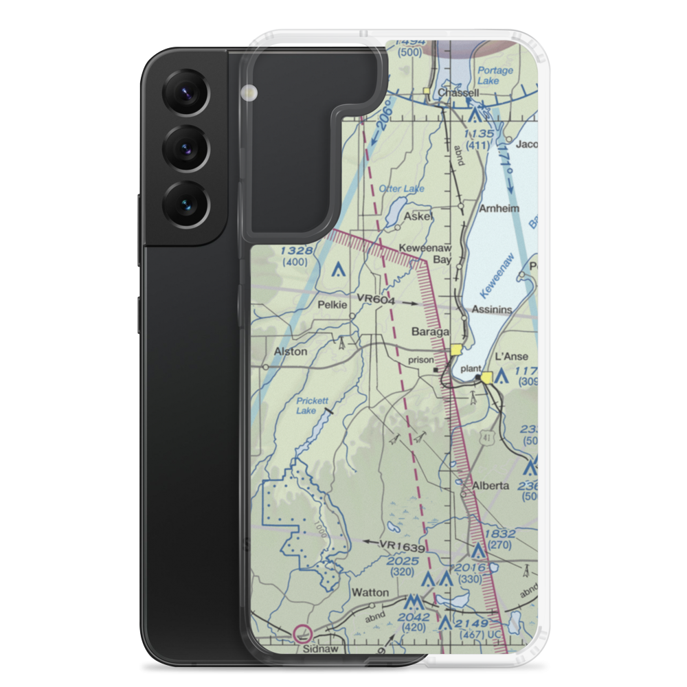 Baraga Airport (2P4) VFR Sectional Samsung Case Samsung Galaxy S22 Plus model shown