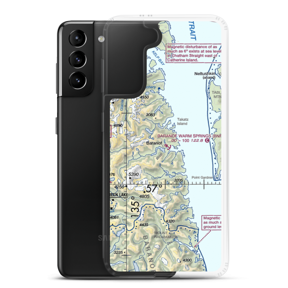 Baranof Warm Springs Float and Seaplane Base (BNF) VFR Sectional Samsung Case Samsung Galaxy S21 Plus model shown