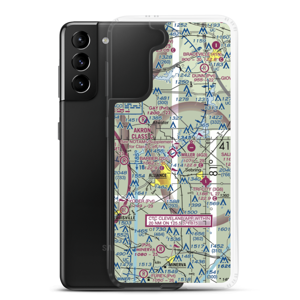 Barber Airport (2D1) VFR Sectional Samsung Case Samsung Galaxy S21 Plus model shown