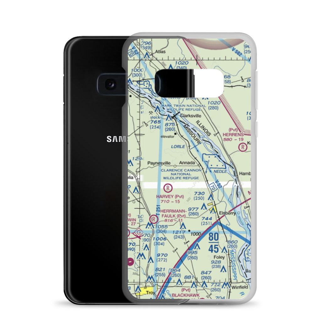 Barber Airport (38MO) VFR Sectional Samsung Case Samsung Galaxy S10e model shown