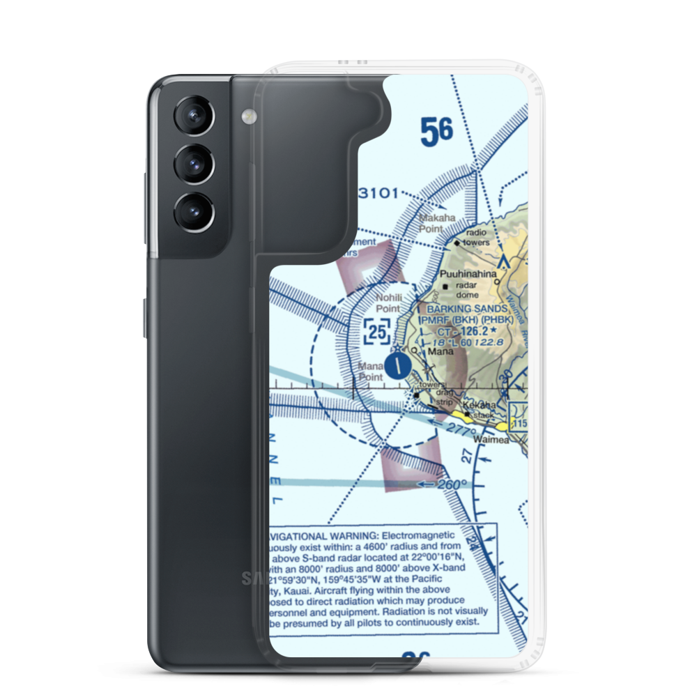 Barking Sands Airport (BKH) VFR Sectional Samsung Case Samsung Galaxy S21 model shown