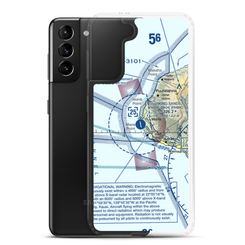 Barking Sands Airport (BKH) VFR Sectional Samsung Case Samsung Galaxy S21 Plus model shown
