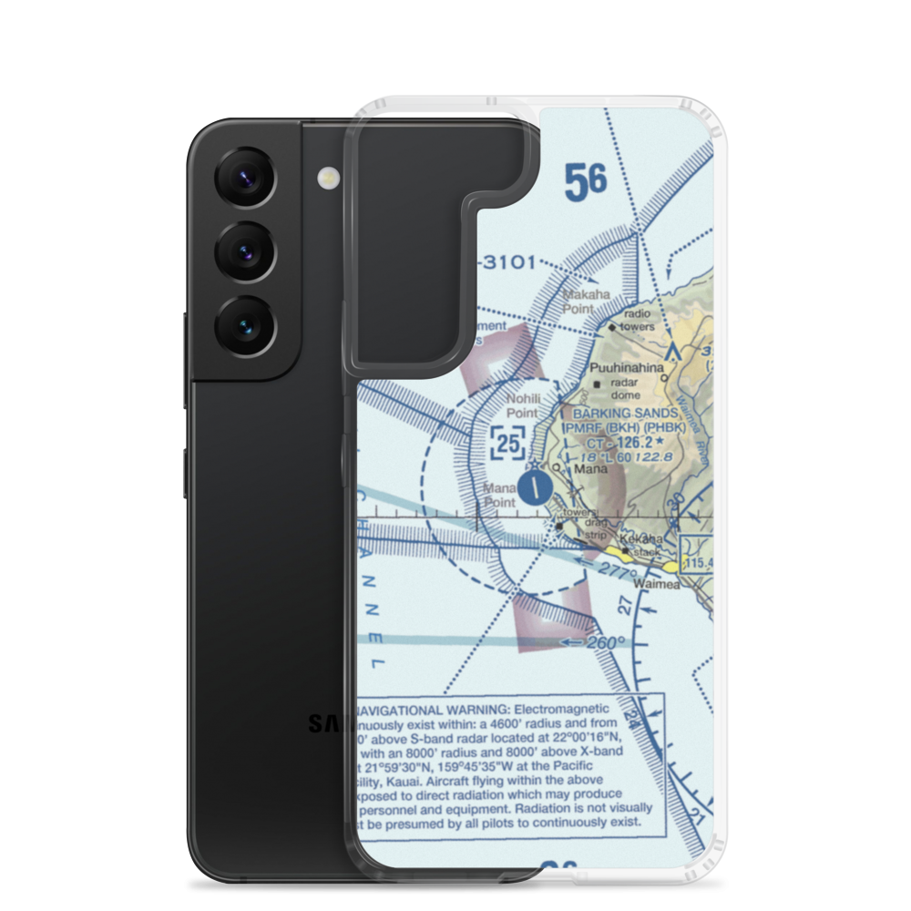 Barking Sands Airport (BKH) VFR Sectional Samsung Case Samsung Galaxy S22 model shown
