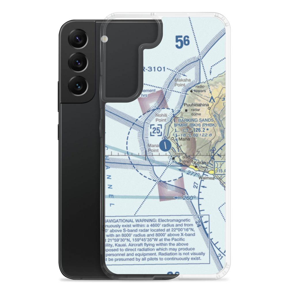 Barking Sands Airport (BKH) VFR Sectional Samsung Case Samsung Galaxy S22 Plus model shown