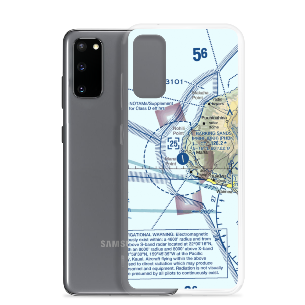 Barking Sands Airport (BKH) VFR Sectional Samsung Case Samsung Galaxy S20 model shown