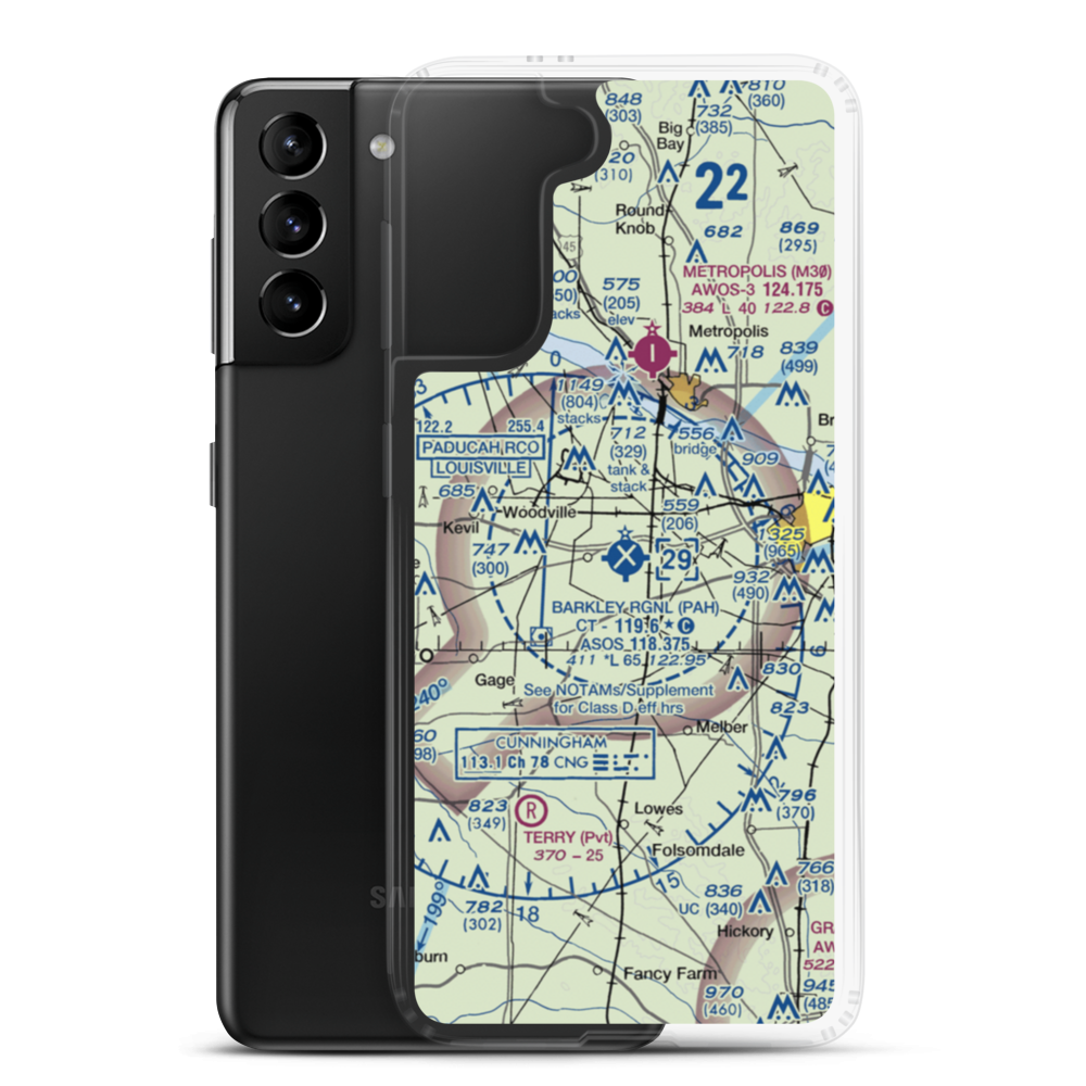 Barkley Regional Airport (PAH) VFR Sectional Samsung Case Samsung Galaxy S21 Plus model shown