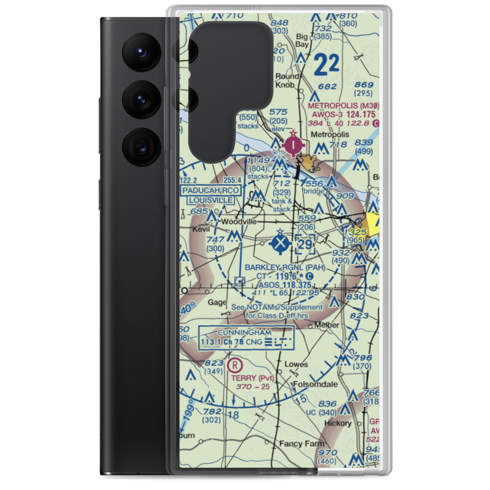 Barkley Regional Airport (PAH) VFR Sectional Samsung Case Samsung Galaxy S22 Ultra model shown