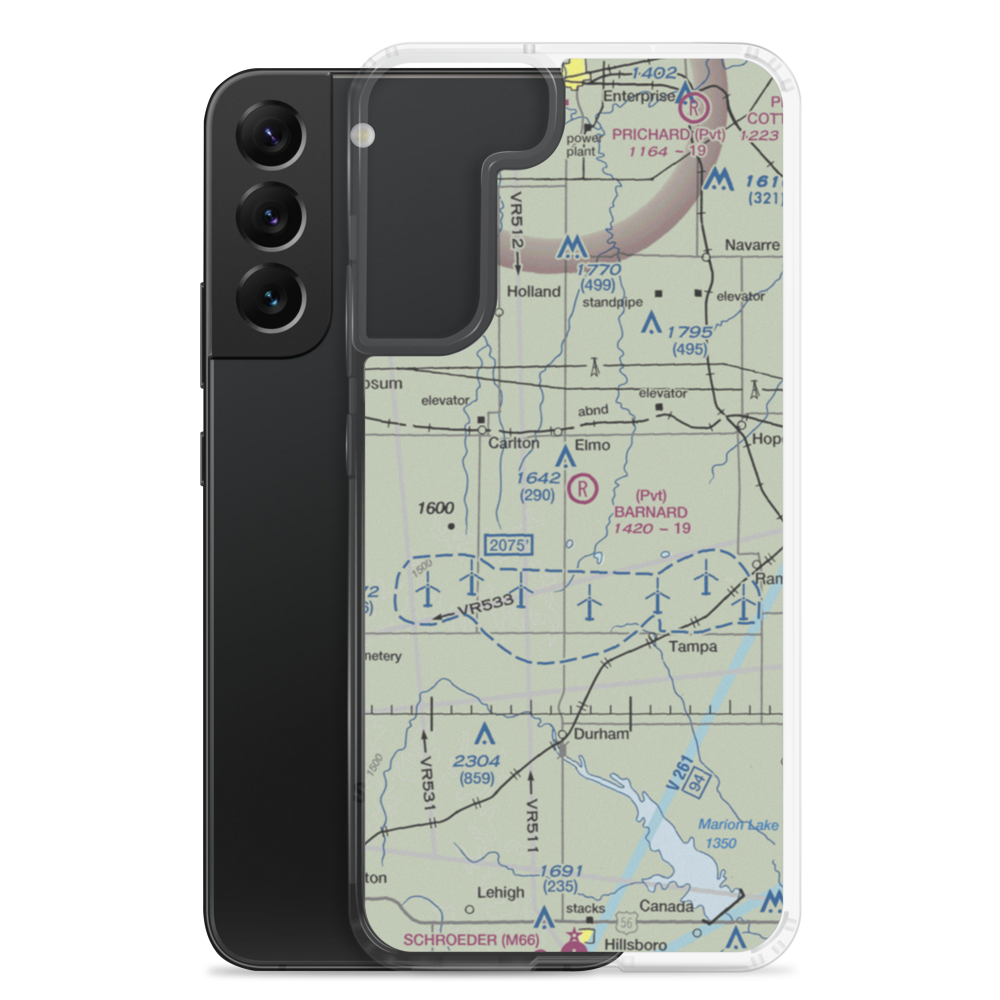 Barnard Airport (51KS) VFR Sectional Samsung Case Samsung Galaxy S22 Plus model shown
