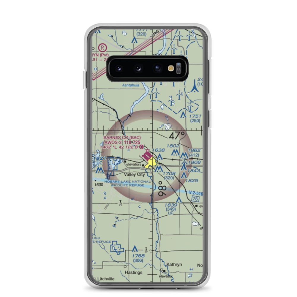 Barnes County Municipal Airport (BAC) VFR Sectional Samsung Case Samsung Galaxy S10 model shown