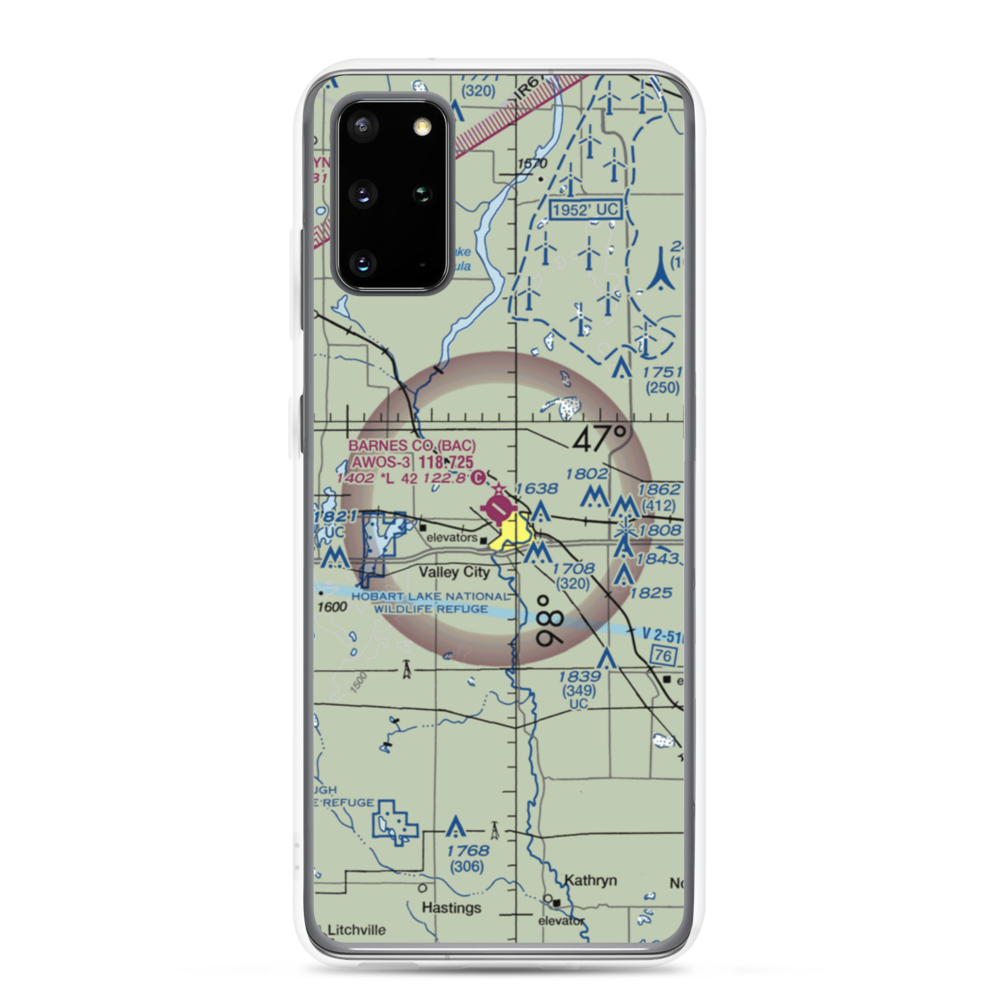 Barnes County Municipal Airport (BAC) VFR Sectional Samsung Case Samsung Galaxy S20 Plus model shown