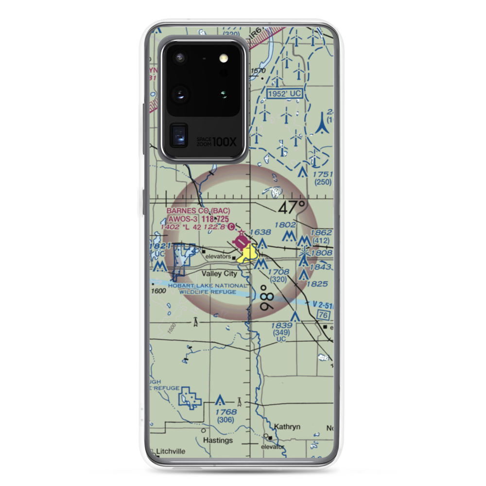 Barnes County Municipal Airport (BAC) VFR Sectional Samsung Case Samsung Galaxy S20 Ultra model shown