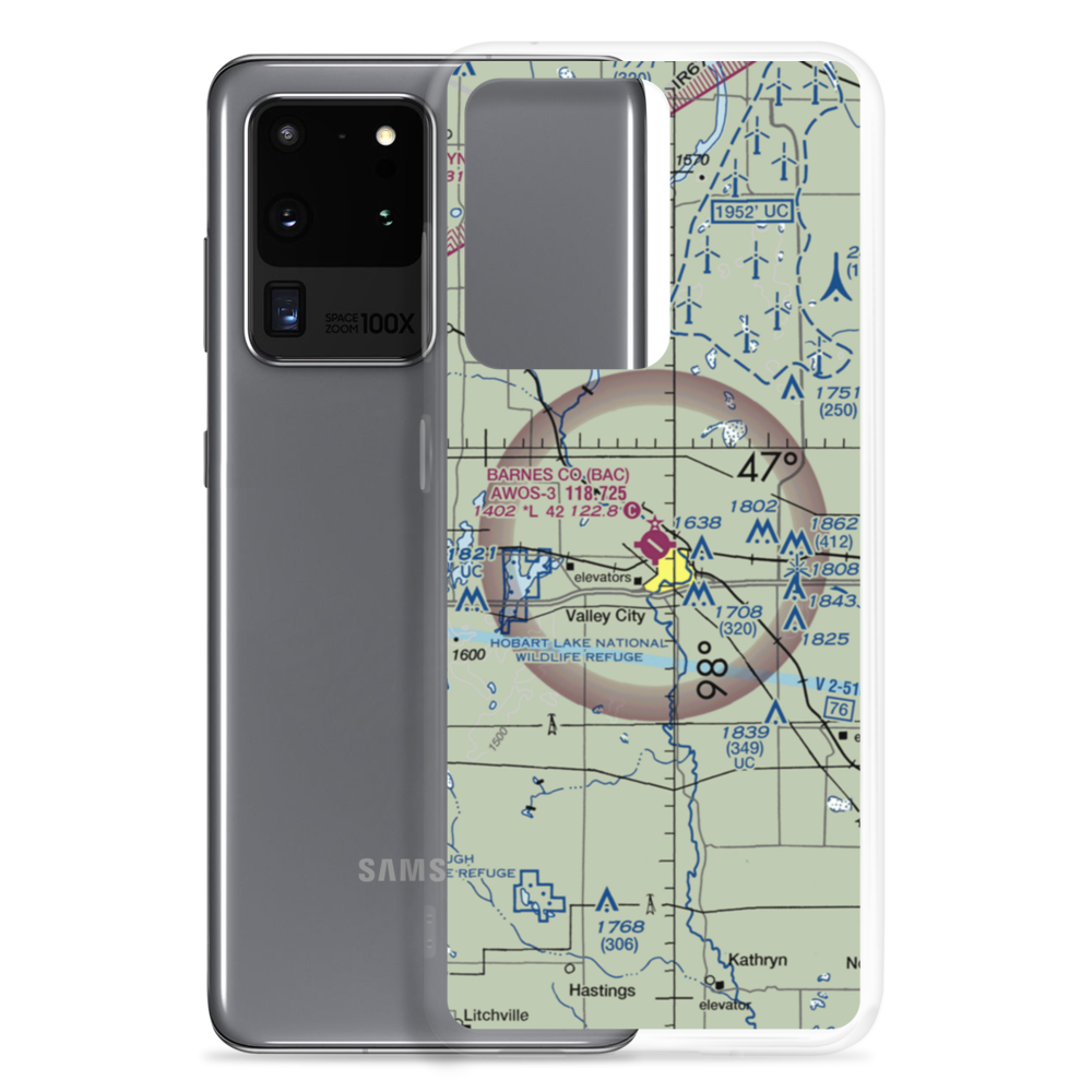 Barnes County Municipal Airport (BAC) VFR Sectional Samsung Case Samsung Galaxy S20 Ultra model shown