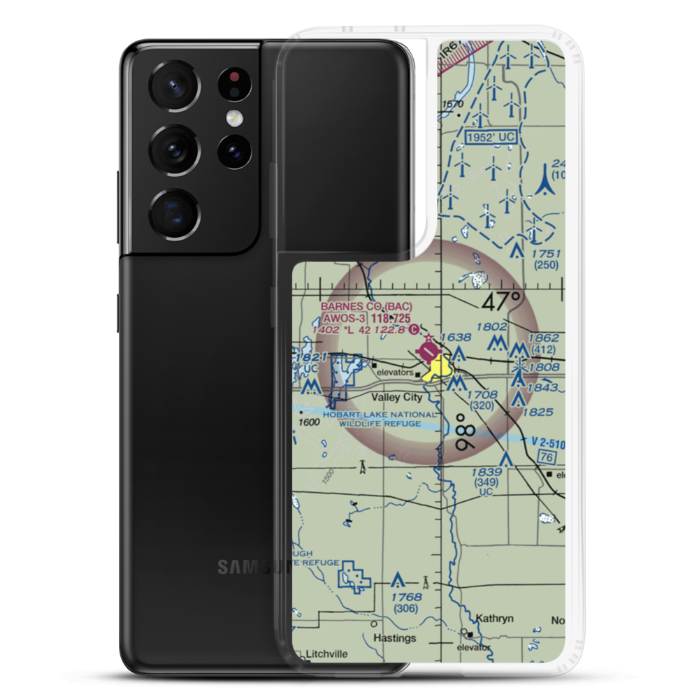 Barnes County Municipal Airport (BAC) VFR Sectional Samsung Case Samsung Galaxy S21 Ultra model shown