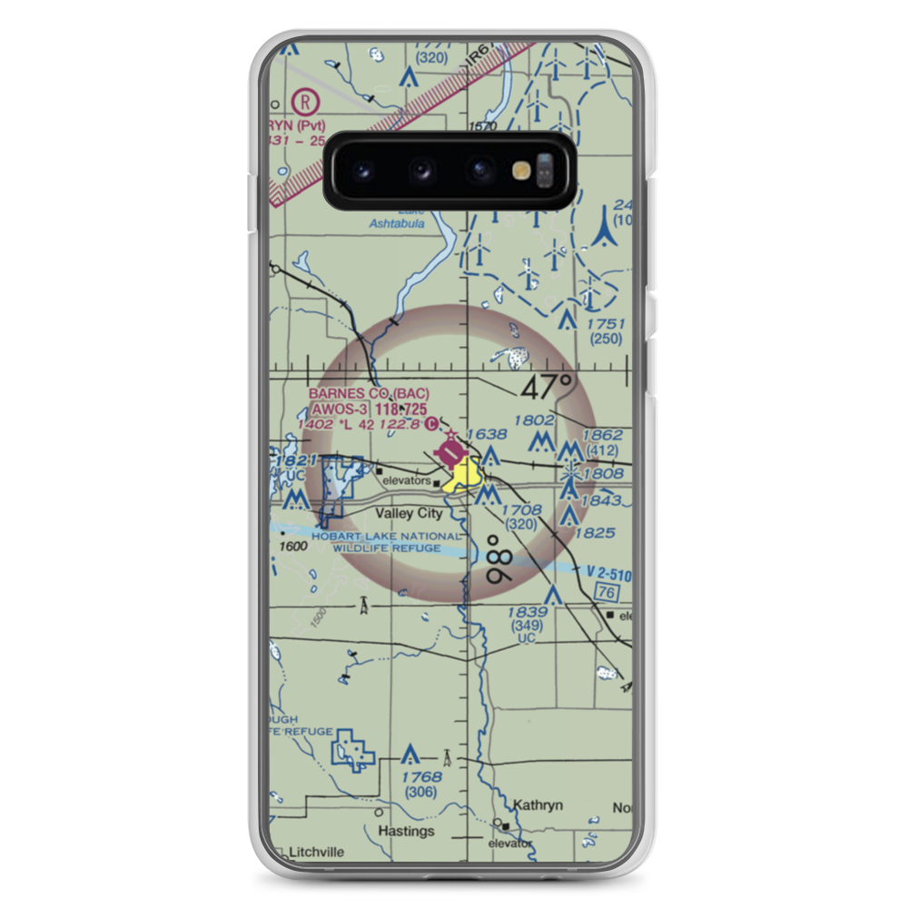 Barnes County Municipal Airport (BAC) VFR Sectional Samsung Case Samsung Galaxy S10+ model shown
