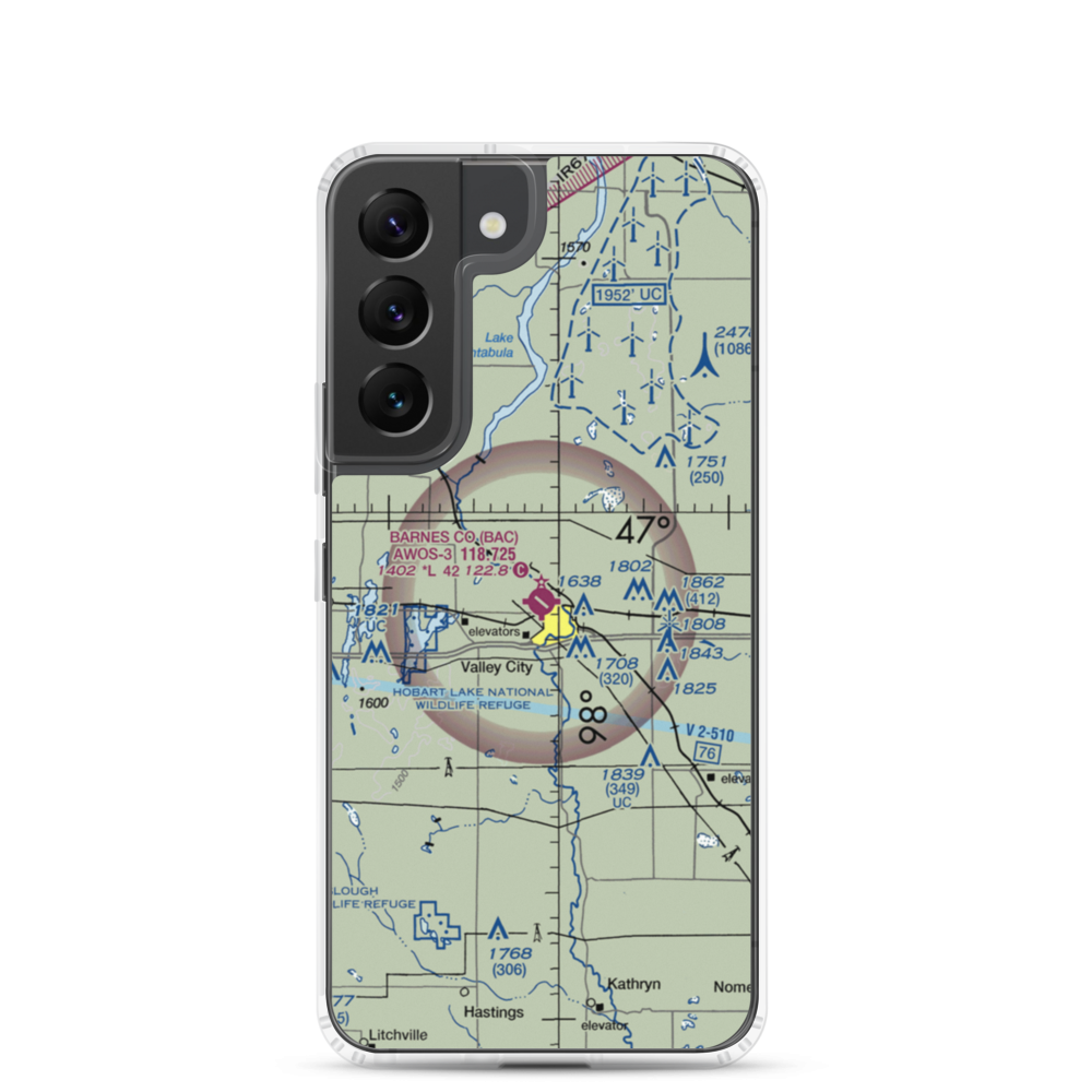 Barnes County Municipal Airport (BAC) VFR Sectional Samsung Case Samsung Galaxy S22 model shown