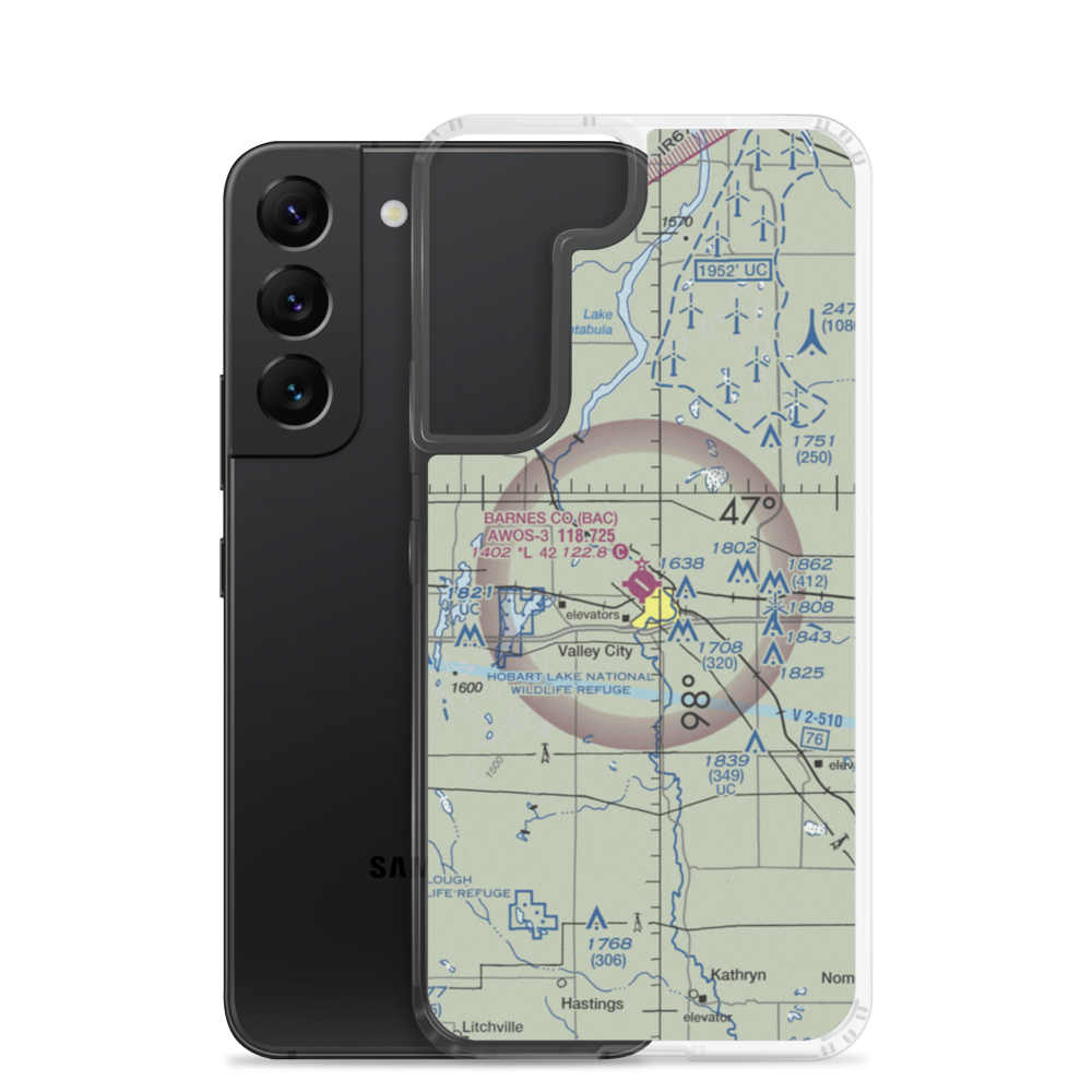 Barnes County Municipal Airport (BAC) VFR Sectional Samsung Case Samsung Galaxy S22 model shown