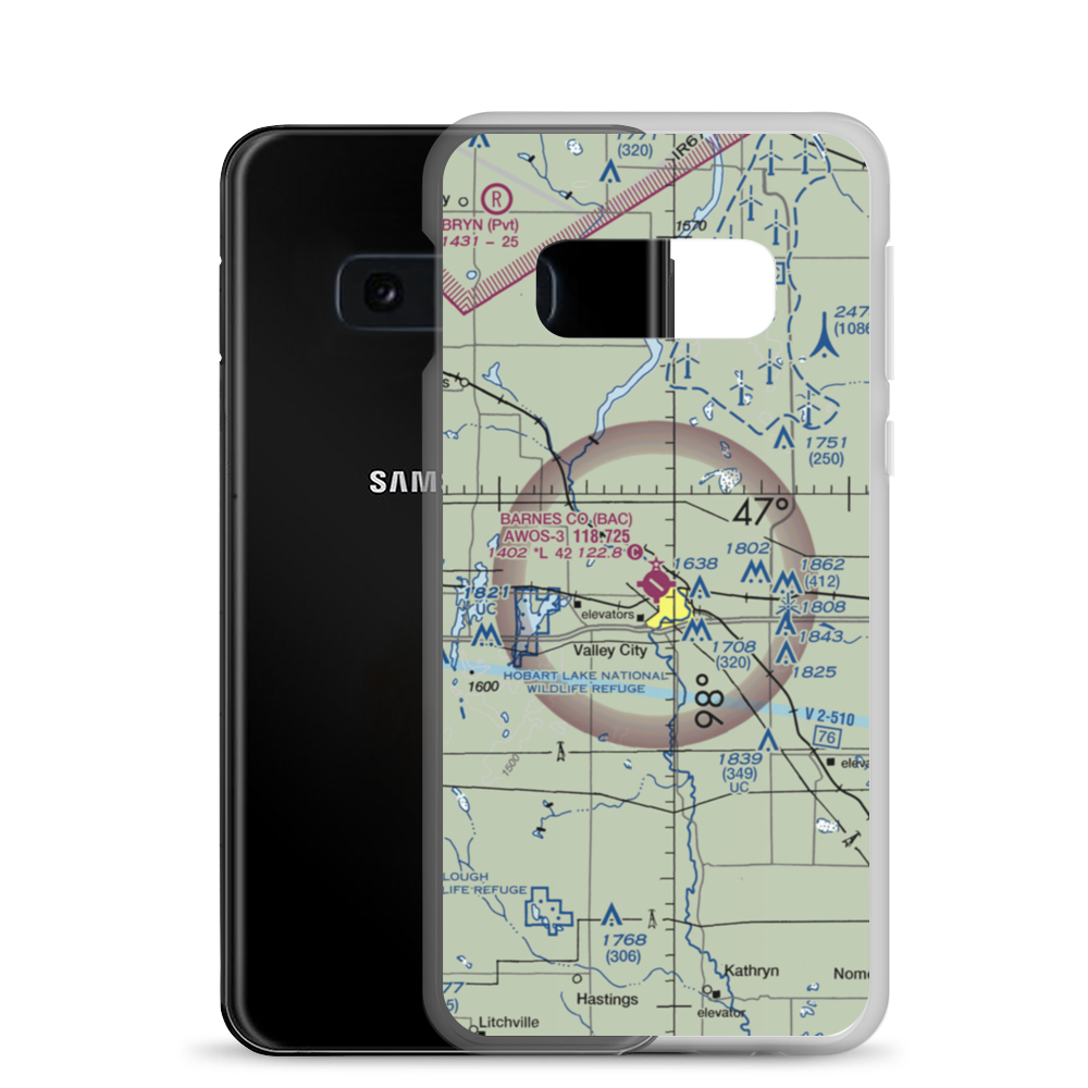 Barnes County Municipal Airport (BAC) VFR Sectional Samsung Case Samsung Galaxy S10e model shown