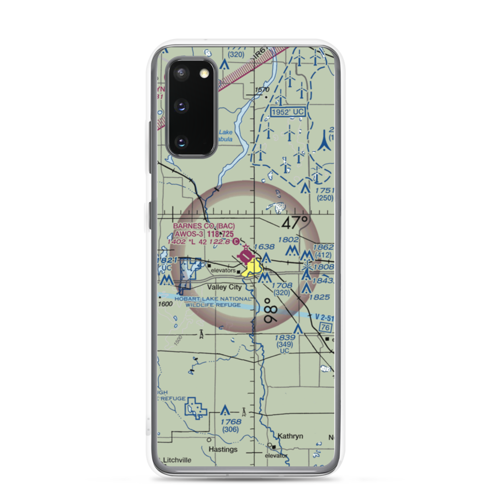 Barnes County Municipal Airport (BAC) VFR Sectional Samsung Case Samsung Galaxy S20 model shown