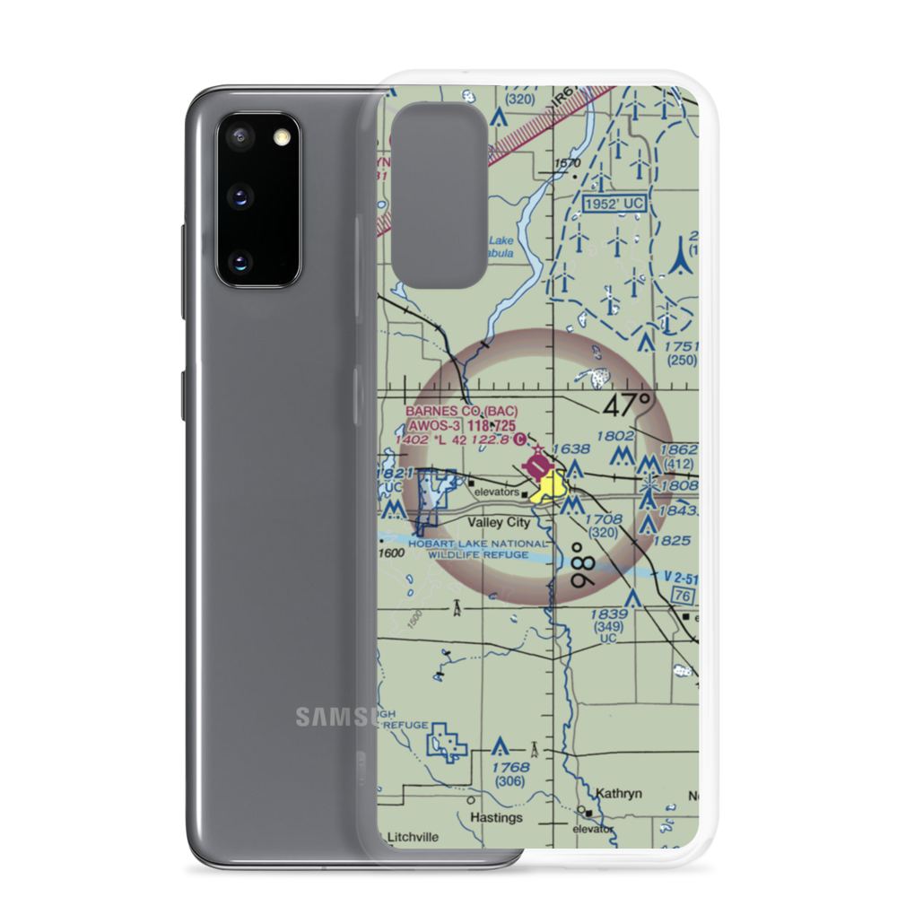 Barnes County Municipal Airport (BAC) VFR Sectional Samsung Case Samsung Galaxy S20 model shown