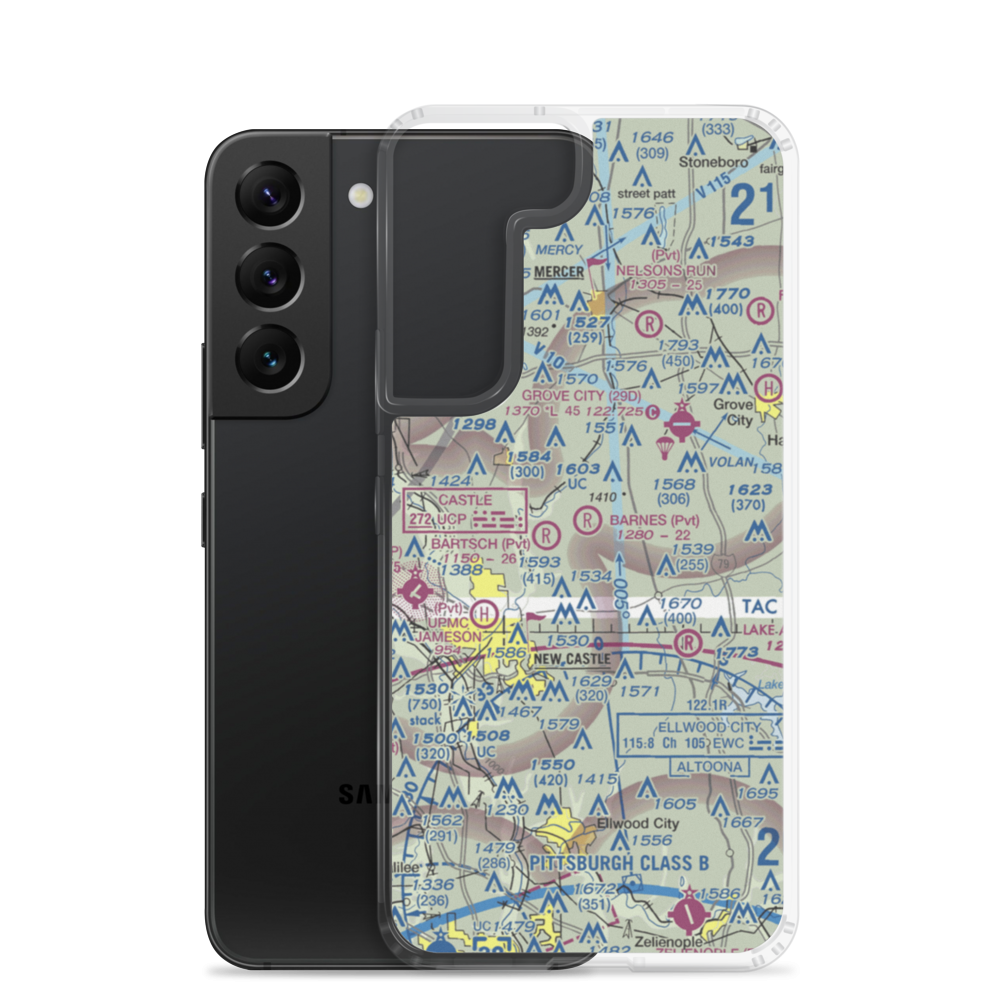 Barnes Farmland Airport (PS43) VFR Sectional Samsung Case Samsung Galaxy S22 model shown