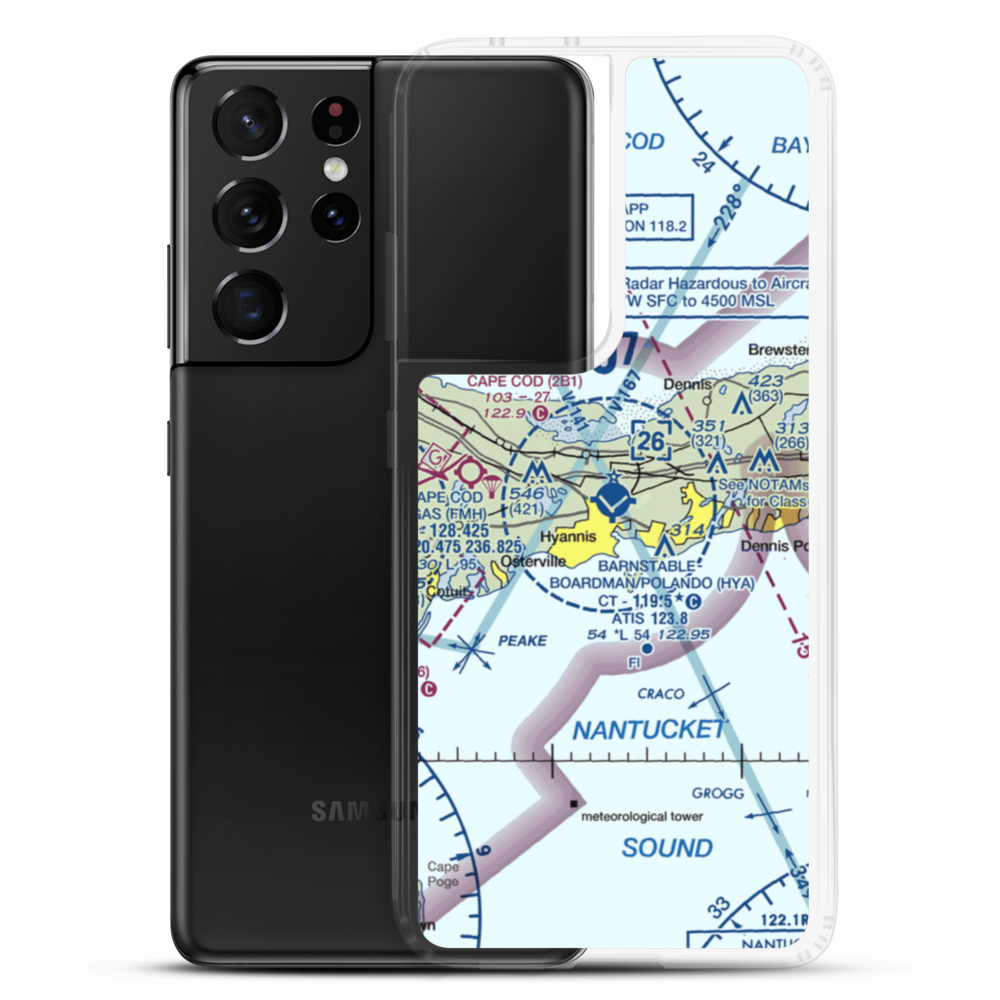 Barnstable Municipal Boardman Polando Field (HYA) VFR Sectional Samsung Case Samsung Galaxy S21 Ultra model shown