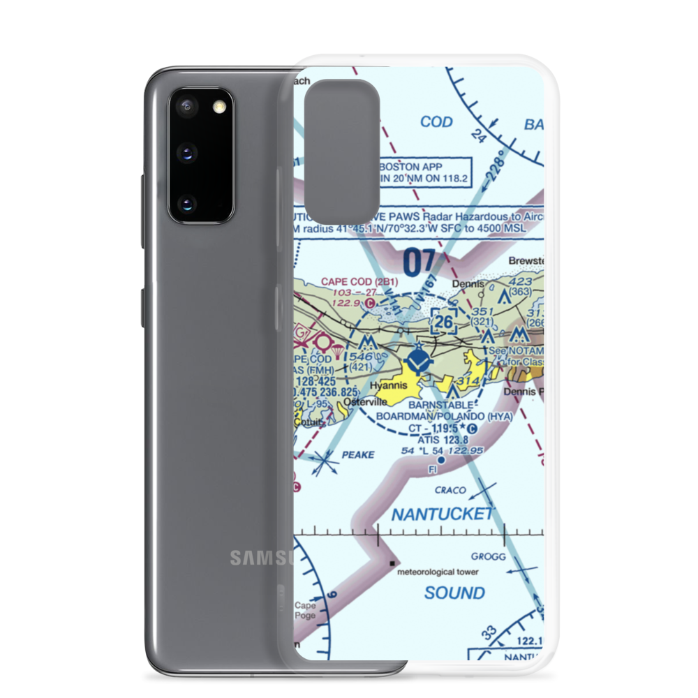 Barnstable Municipal Boardman Polando Field (HYA) VFR Sectional Samsung Case Samsung Galaxy S20 model shown