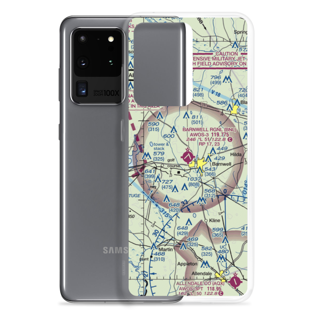 Barnwell Regional Airport (BNL) VFR Sectional Samsung Case Samsung Galaxy S20 Ultra model shown