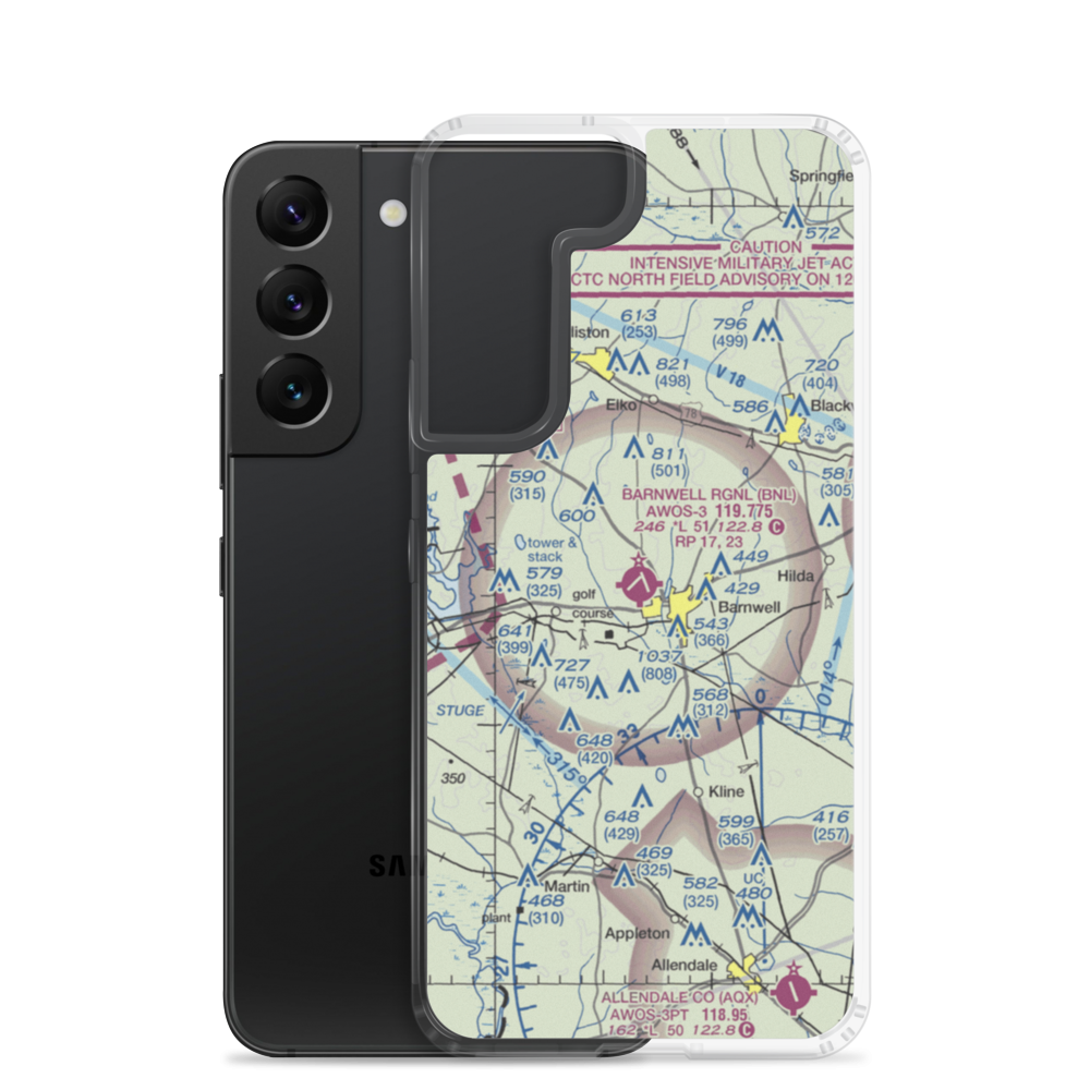 Barnwell Regional Airport (BNL) VFR Sectional Samsung Case Samsung Galaxy S22 model shown