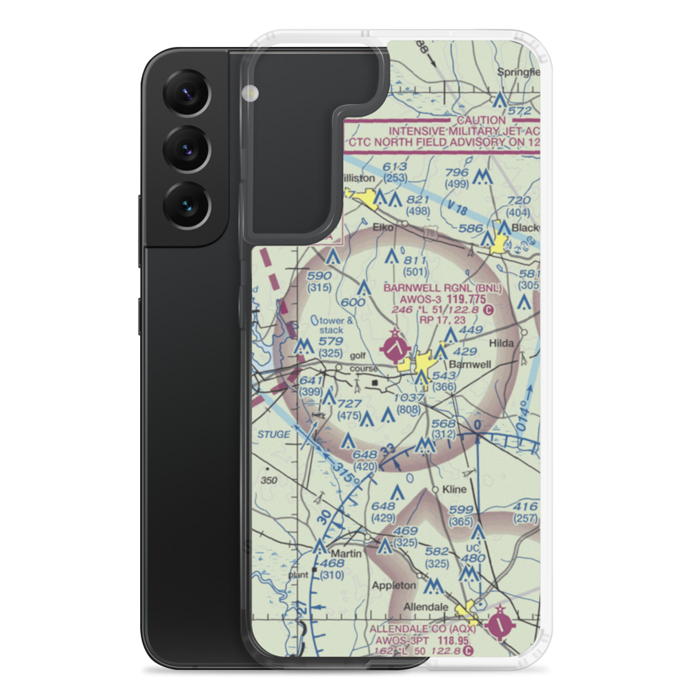 Barnwell Regional Airport (BNL) VFR Sectional Samsung Case Samsung Galaxy S22 Plus model shown