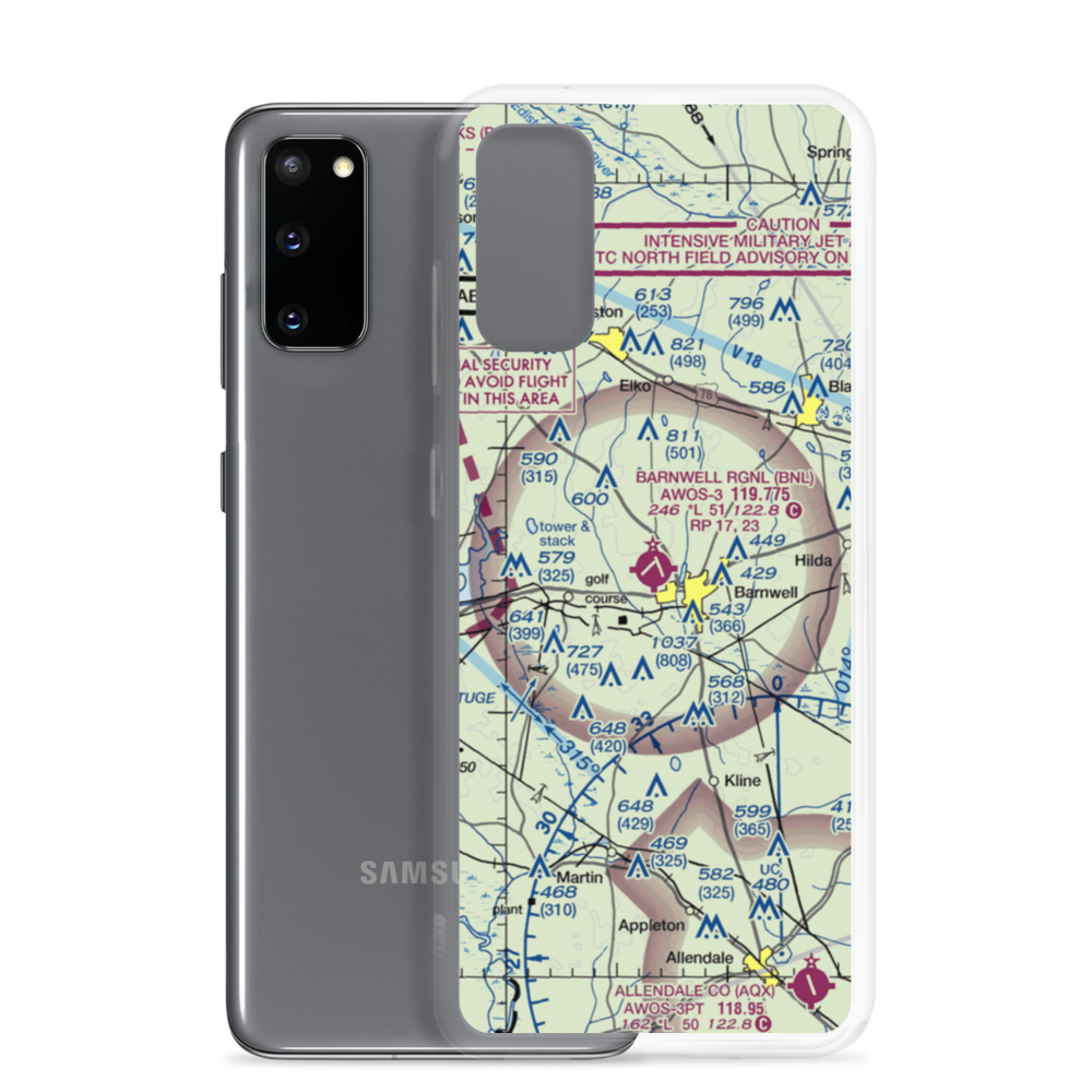 Barnwell Regional Airport (BNL) VFR Sectional Samsung Case Samsung Galaxy S20 model shown