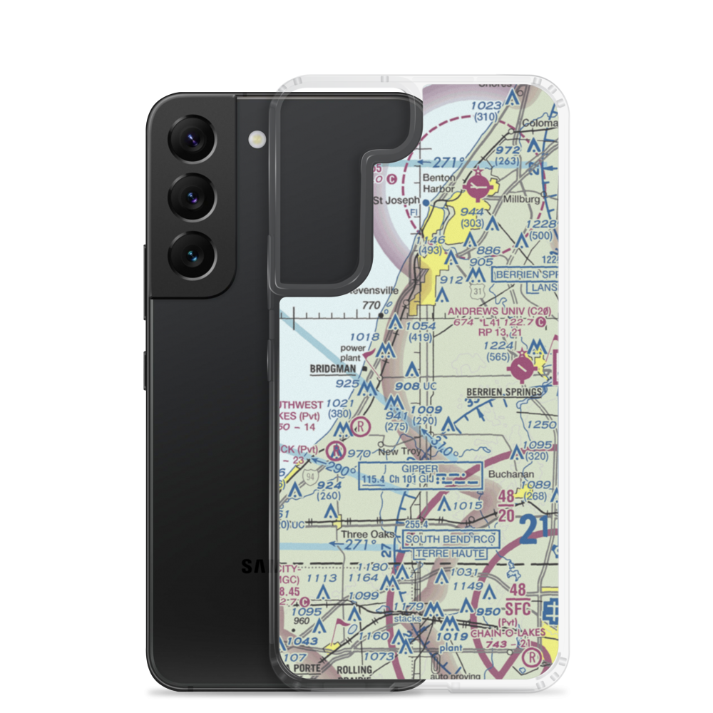 Baroda Airport (MI68) VFR Sectional Samsung Case Samsung Galaxy S22 model shown