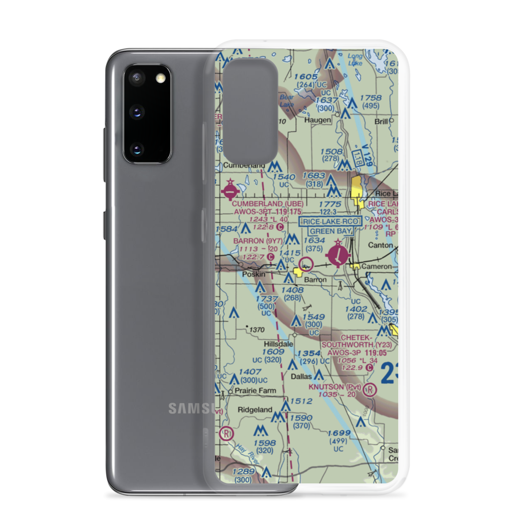 Barron Municipal Airport (9Y7) VFR Sectional Samsung Case Samsung Galaxy S20 model shown