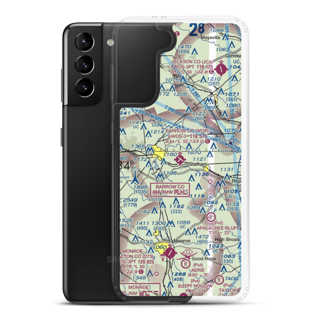 Barrow County Airport (WDR) VFR Sectional Samsung Case Samsung Galaxy S21 Plus model shown