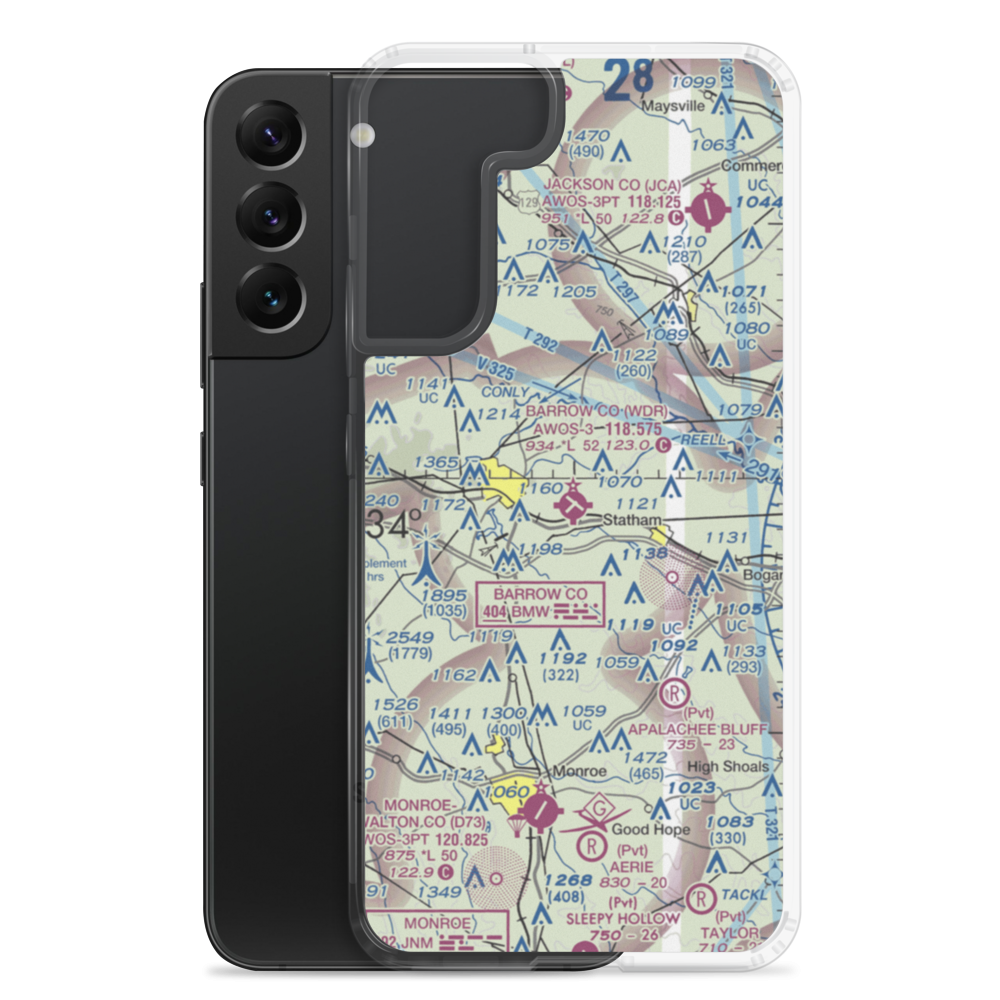 Barrow County Airport (WDR) VFR Sectional Samsung Case Samsung Galaxy S22 Plus model shown