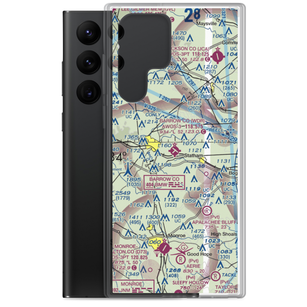 Barrow County Airport (WDR) VFR Sectional Samsung Case Samsung Galaxy S22 Ultra model shown