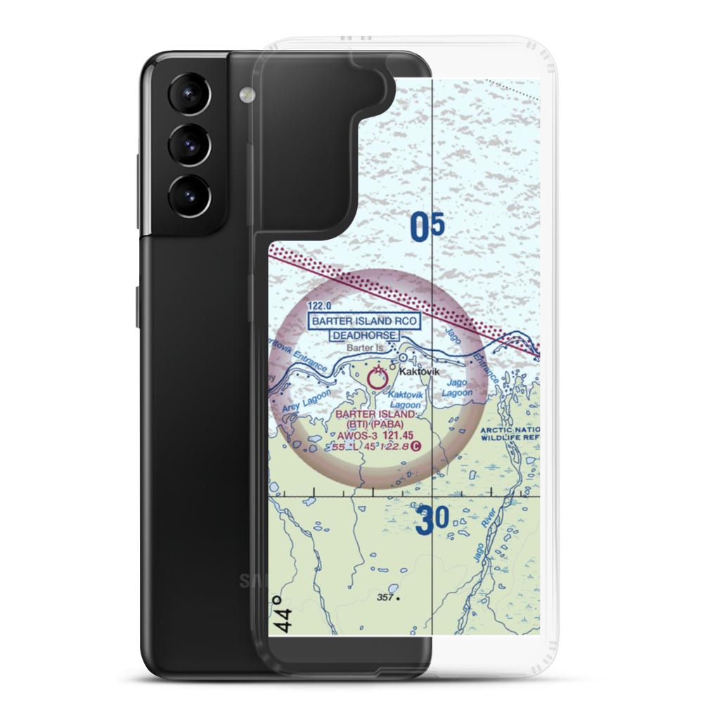 Barter Island LRRS Airport (BTI) VFR Sectional Samsung Case Samsung Galaxy S21 Plus model shown