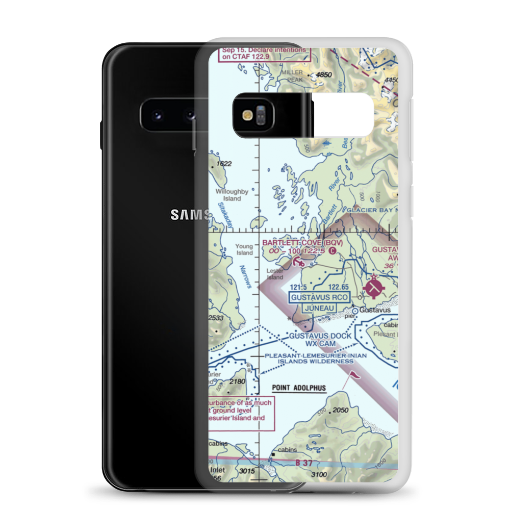 Bartlett Cove Seaplane Base (BQV) VFR Sectional Samsung Case Samsung Galaxy S10 model shown