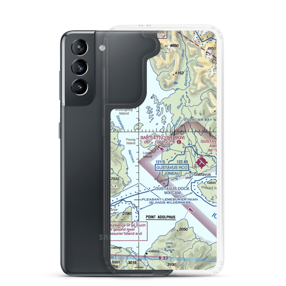 Bartlett Cove Seaplane Base (BQV) VFR Sectional Samsung Case Samsung Galaxy S21 model shown
