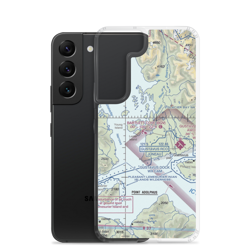 Bartlett Cove Seaplane Base (BQV) VFR Sectional Samsung Case Samsung Galaxy S22 model shown