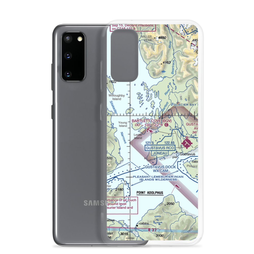 Bartlett Cove Seaplane Base (BQV) VFR Sectional Samsung Case Samsung Galaxy S20 model shown