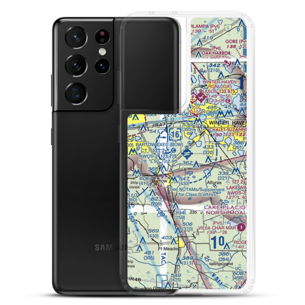 Bartow Executive Airport (BOW) VFR Sectional Samsung Case Samsung Galaxy S21 Ultra model shown