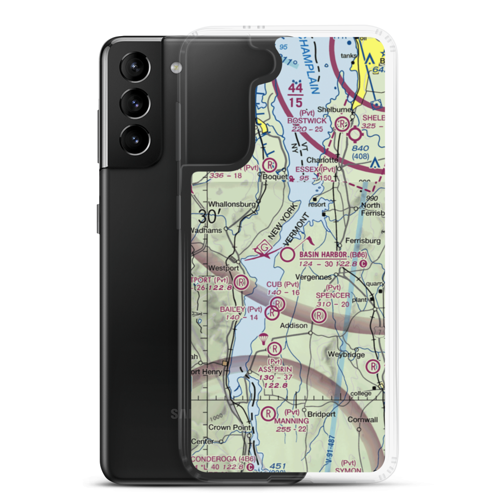 Basin Harbor Airport (B06) VFR Sectional Samsung Case Samsung Galaxy S21 Plus model shown