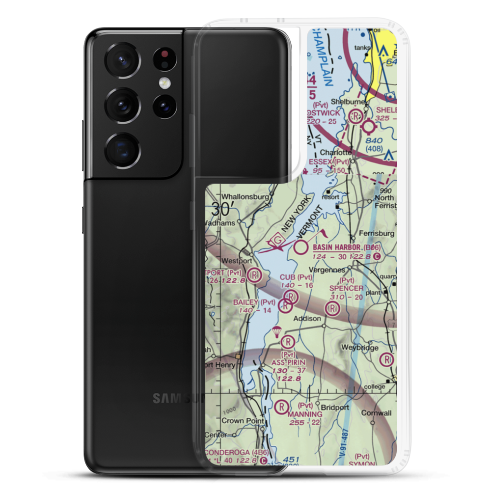 Basin Harbor Airport (B06) VFR Sectional Samsung Case Samsung Galaxy S21 Ultra model shown