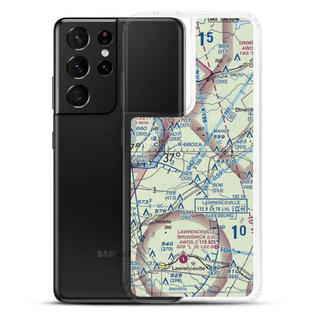 Baskerville Airport (VA76) VFR Sectional Samsung Case Samsung Galaxy S21 Ultra model shown