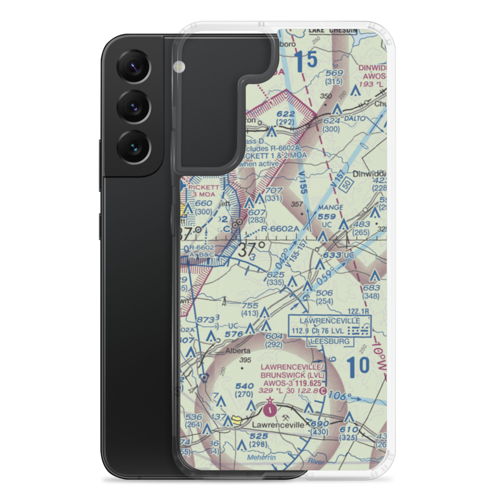Baskerville Airport (VA76) VFR Sectional Samsung Case Samsung Galaxy S22 Plus model shown