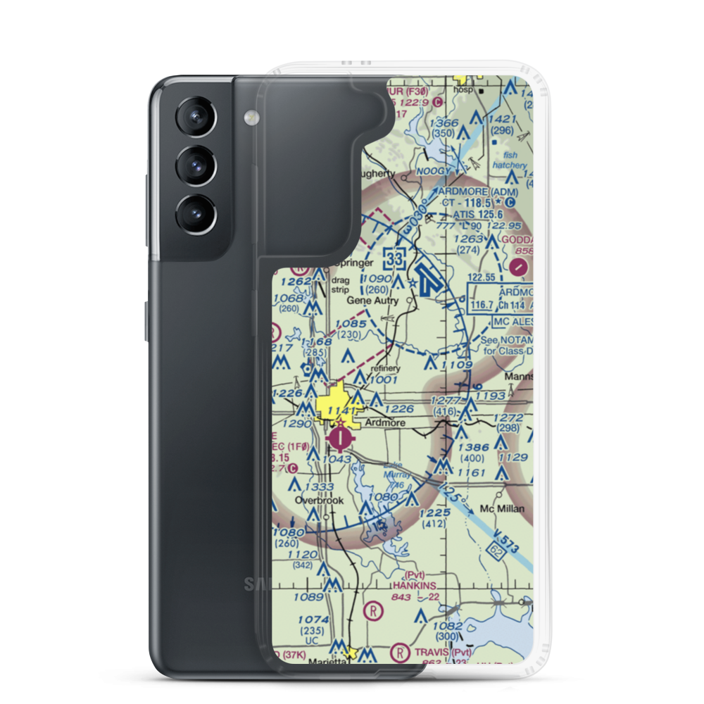 Bass Aero Airport (OK17) VFR Sectional Samsung Case Samsung Galaxy S21 model shown