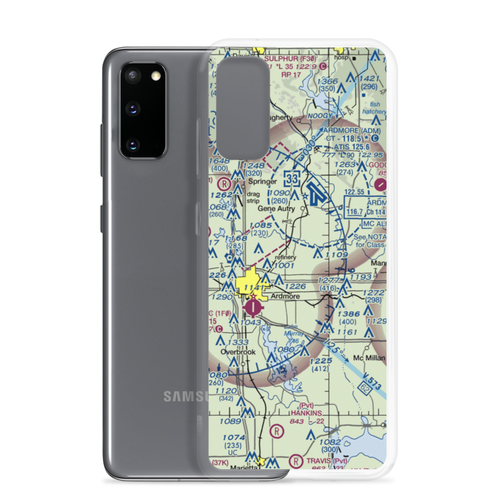 Bass Aero Airport (OK17) VFR Sectional Samsung Case Samsung Galaxy S20 model shown